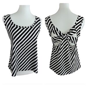 Black and white striped tank with crisscross bow back